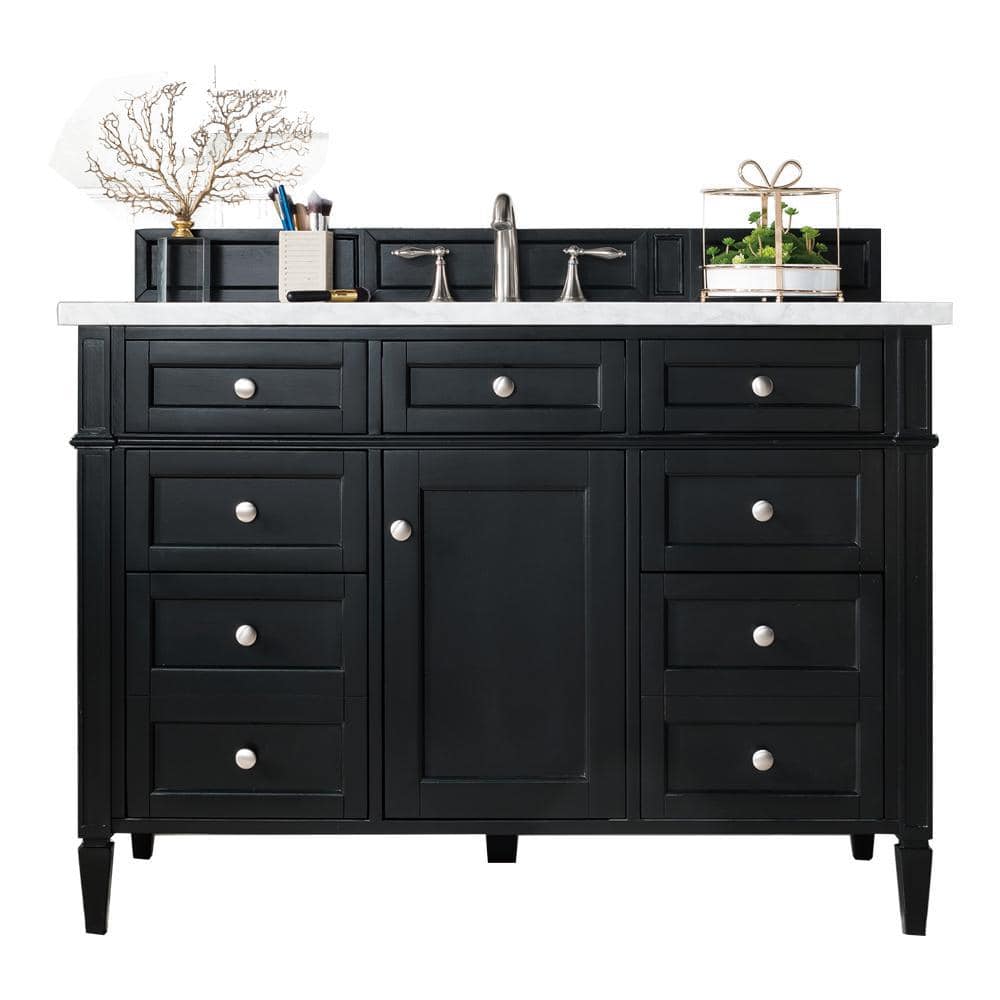 Brittany 48 in. W x 23.5 in.D x 34 in. H Single Bath Vanity in Black Onyx with Quartz Top in Eternal Jasmine Pearl -  James Martin Vanities, 650V48BKO3EJP