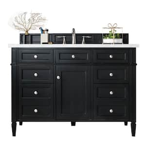 Brittany 48 in. W x 23.5 in.D x 34 in. H Single Bath Vanity in Black Onyx with Quartz Top in Eternal Jasmine Pearl