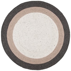 Braided Charcoal/Ivory 8 ft. x 8 ft. Round Solid Area Rug