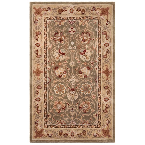 Total Performance 4 ft. x 6 ft. Sage/Beige Floral Oriental Area Rug