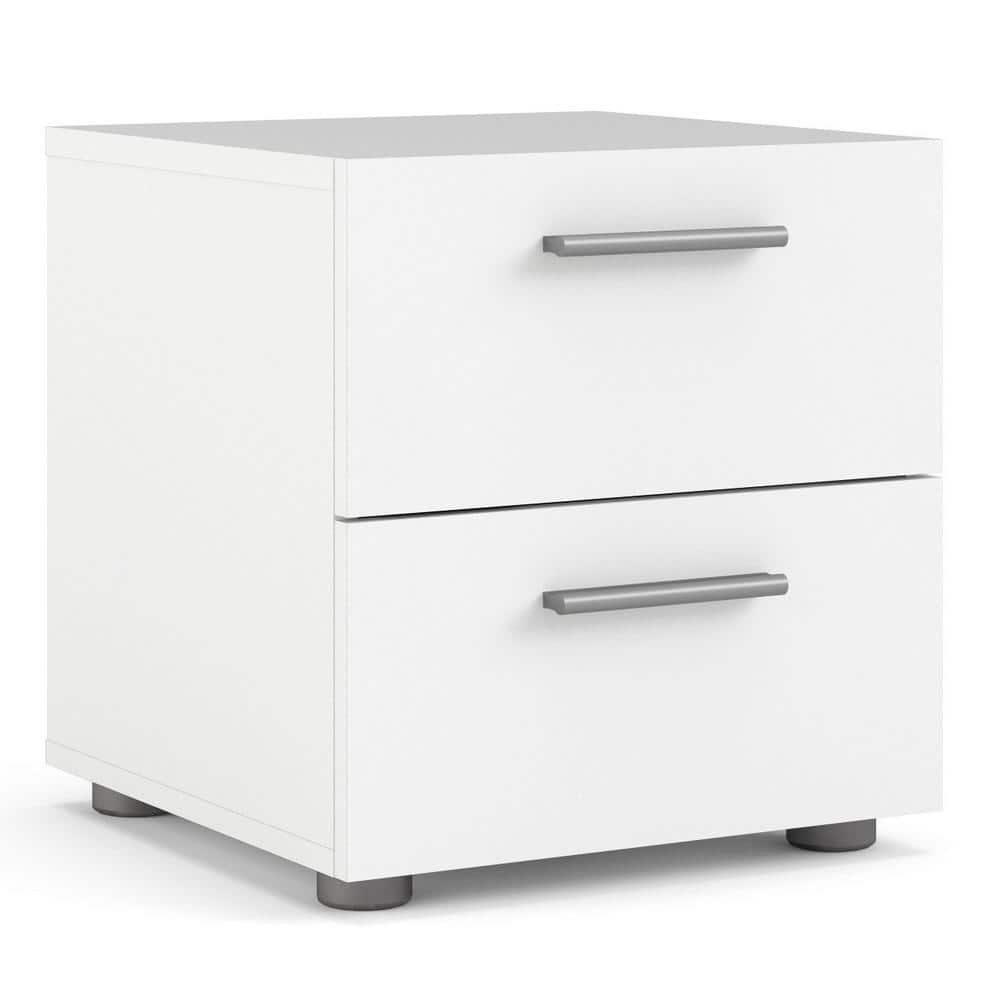 Loft Chic White 2-Drawer Contemporary Nightstand