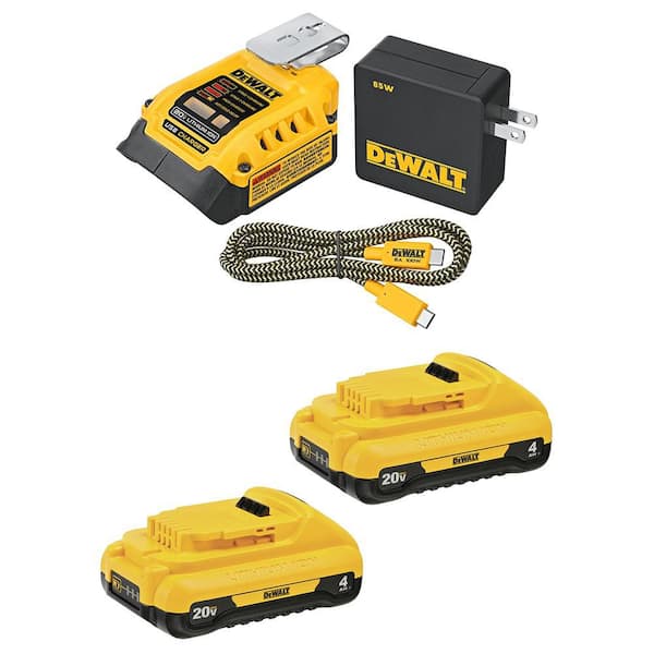 20V Max Charger and USBC Adaptor Kit with (2) 20V Max Compact Lithium-Ion 4.0Ah Battery Packs