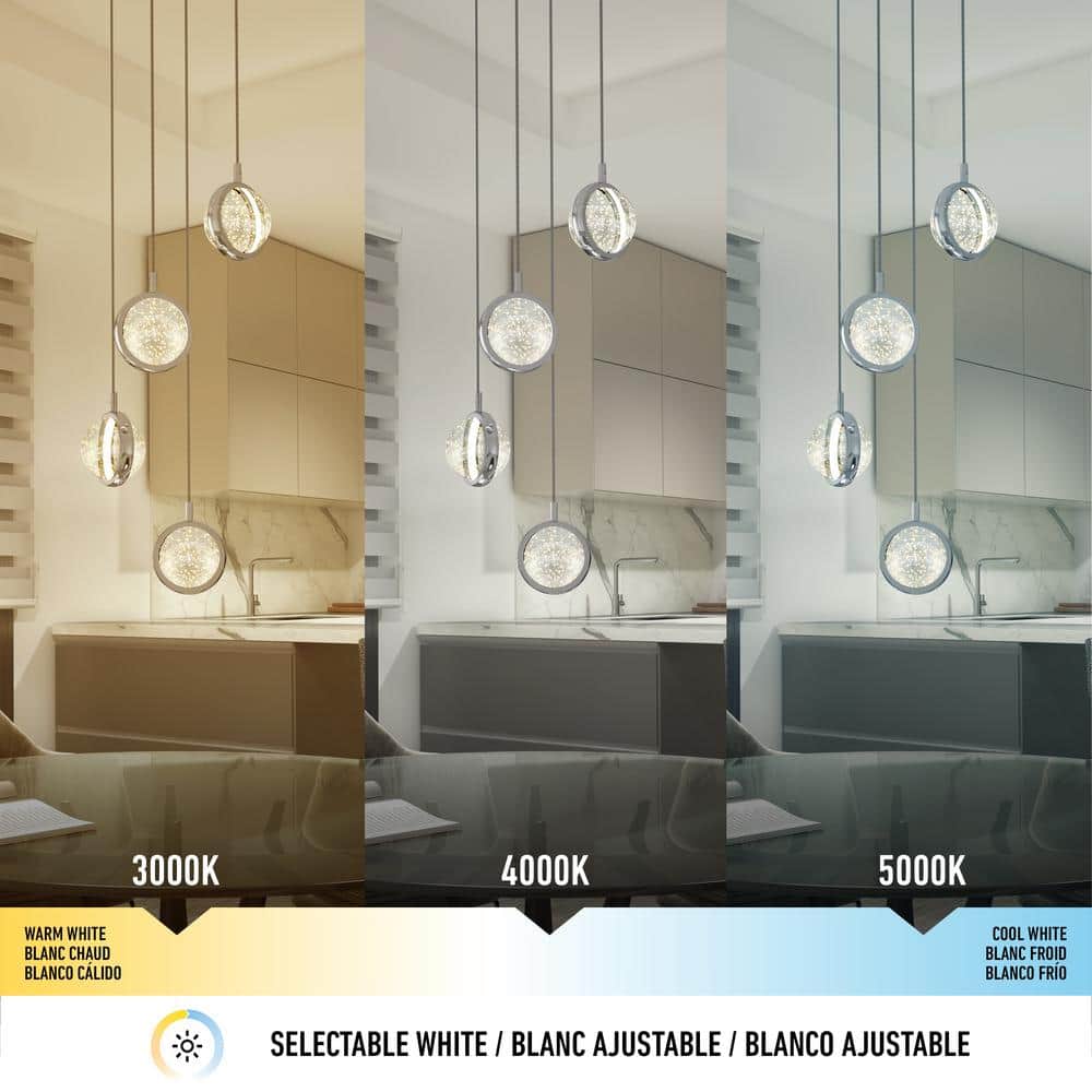 Avalon Chrome LED Pendant Light with Adjustable Glass Spheres