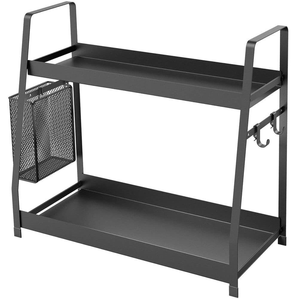 Anqtovp 2 Tier Black Countertop Standing Spice Rack Organizer Shelf ...