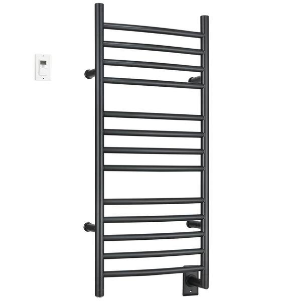 Ancona Svelte Rounded 13-Bar Hardwired Electric Towel Warmer and Drying  Rack in Matte Black with Timer AN-5424T - The Home Depot