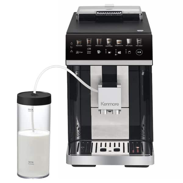 7 Cup Automatic Black/Silver Espresso Machine with Dual Cream System, Touchscreen