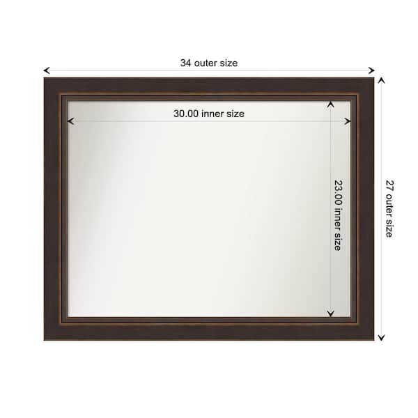 Amanti Art Lara Bronze 34.5 in. W x 27.5 in. H Custom Non-Beveled Wood Framed Bathroom Vanity Wall Mirror