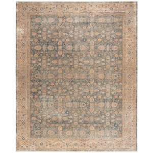 Luxurious Ivory Blue 8 ft. x 10 ft. Distressed Traditional Area Rug