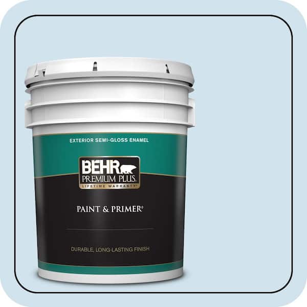 BEHR PREMIUM PLUS 5 gal. #M520-1A Soft Cloud Semi-Gloss Enamel Exterior Paint & Primer