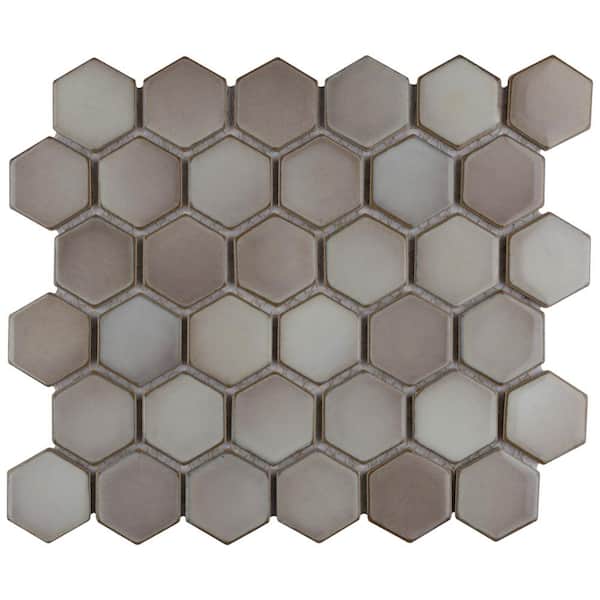 Merola Tile Hudson Due 2" Hex Dove Grey 10-7/8 in. x 12-5/8 in. Porcelain Mosaic Tile (9.7 sq. ft./Case)