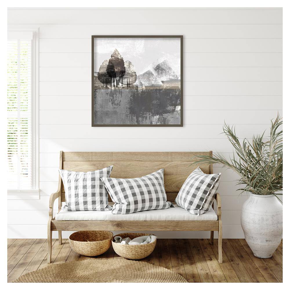 Textured Landscape Abstract Gray Framed Wall Art Print