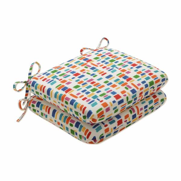 Pillow Perfect 18.5 x 15.5 Outdoor Dining Chair Cushion in Blue/Green/Multicolored (Set of 2)