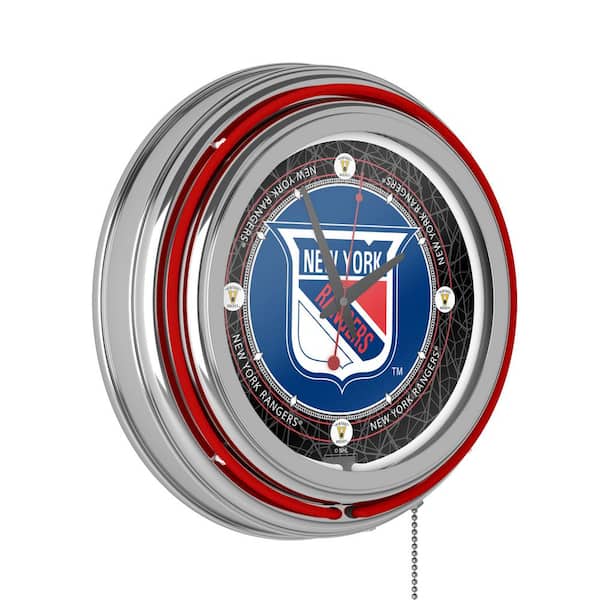 Trademark Global 14 in. Vintage New York Rangers NHL Neon Wall Clock