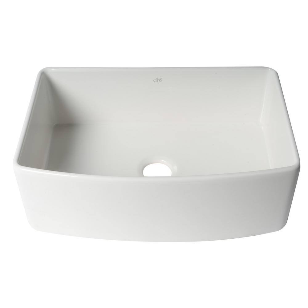 Alfi Brand ABFC3020-W 30'' L Flush Single Bowl Fireclay Kitchen Sink