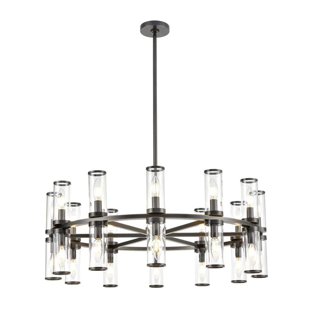 Revolve Urban Bronze 24-Light Crystal Wagon Wheel Chandelier