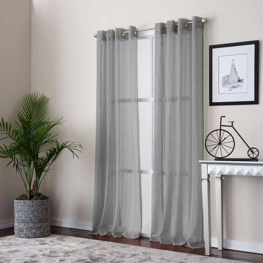 Payton 52 in. W x 95 in. L Polyester Semi-Sheer Window Panel in Grey price history on PriceWatchPro