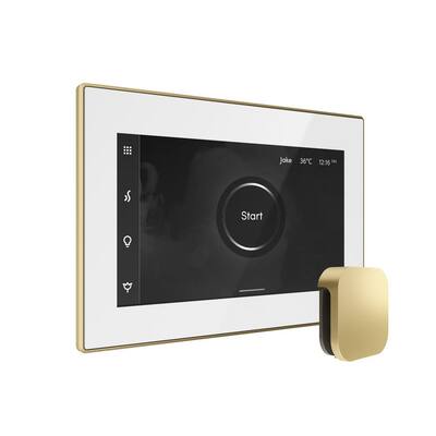 Bliss Max Steam Shower Control Package with iSteamX Control and Steamhead in White Satin Brass