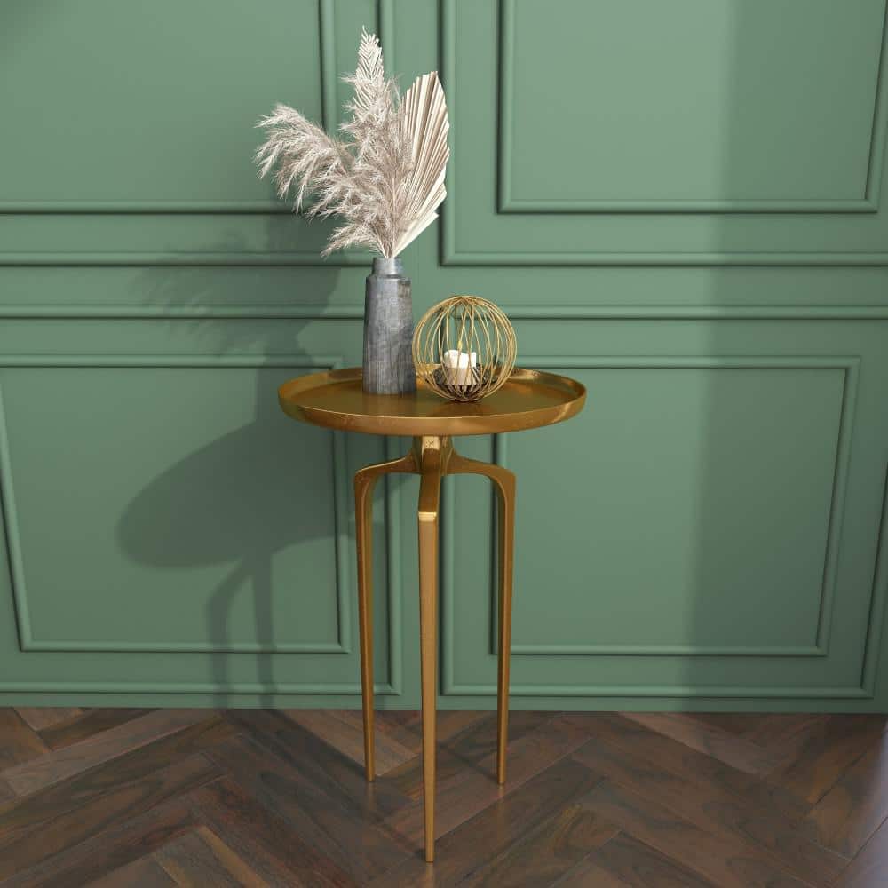 Chelsea Grove Sleek Gold Aluminum Round End Table