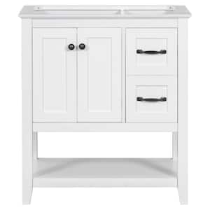 30 in. W x 18 in. D x 33 in. H Bath Vanity Cabinet without Top in White