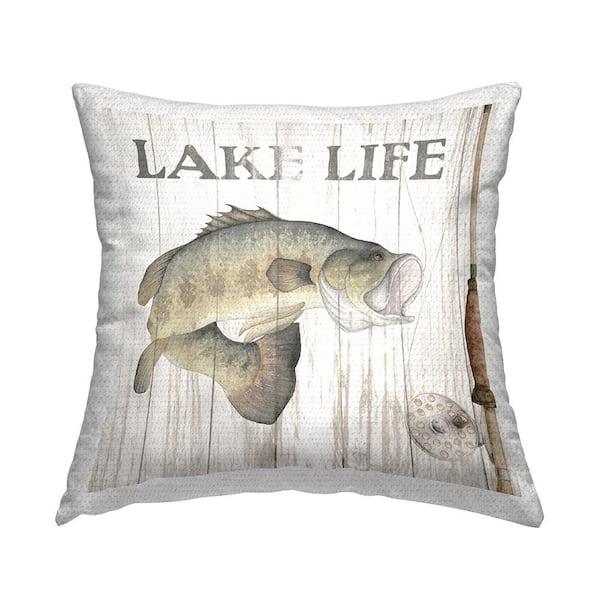 Stupell Industries Lake Life Fishing Pole Green Square Outdoor Throw Pillow