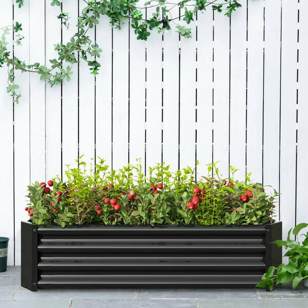 47 in. L x 24 in. W x 12 in. H Black Metal Rectangle Raised