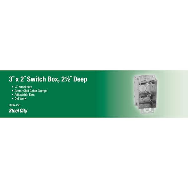 1-Gang 3 in. x 2 in. Old Work Metal Electrical Switch Box (LXOW-25R)