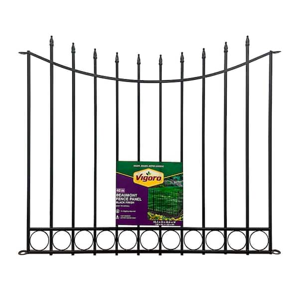 Beaumont 40.4 in. H x 49.6 in. W Black Steel 3-Rail Fence Panel