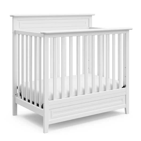 Petal Mini White 4-in-1 Convertible Crib with Bonus Mattress