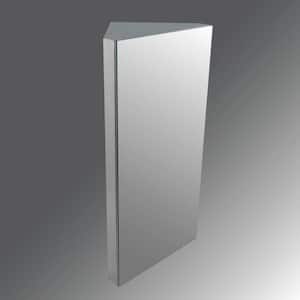 Steeley 11-7/8 in. Width x 23-5/8 in. Height Corner Brushed Stainless Steel Recessed or Surface Mount Medicine Cabinet