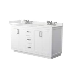 Miranda 60 in. W x 22 in. D x 33.75 in. H Double Bath Vanity in White with White Quartz Top