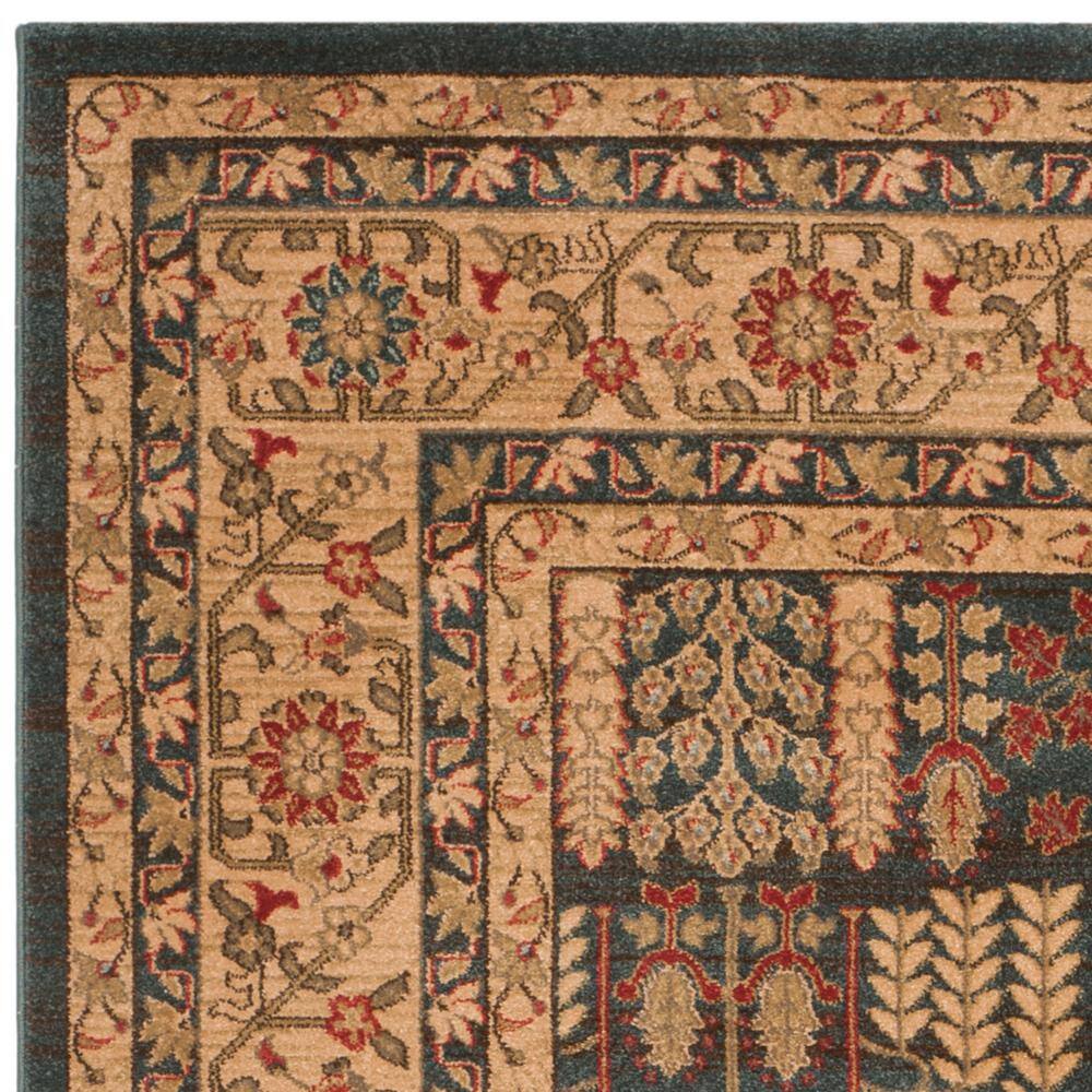Navy and Natural Rectangular Hand-knotted Synthetic Rug, 10' x 14'