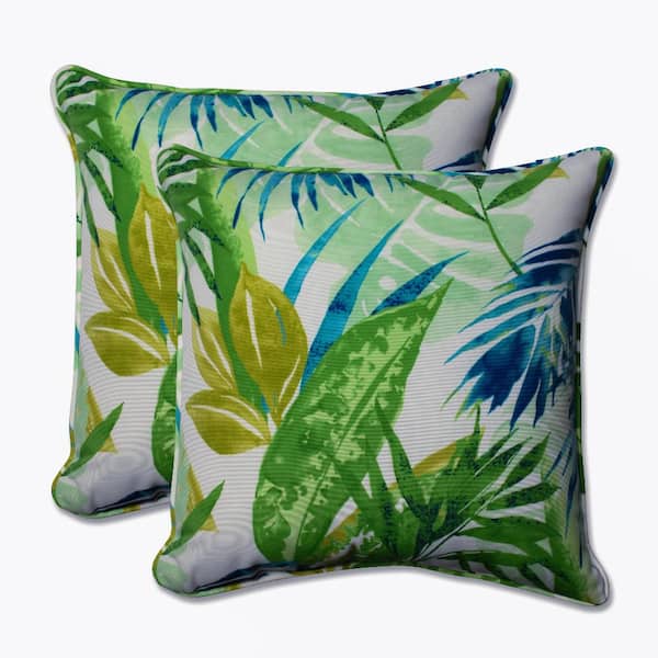 Pillow Perfect Floral Blue Square Outdoor Square Throw Pillow 2-Pack