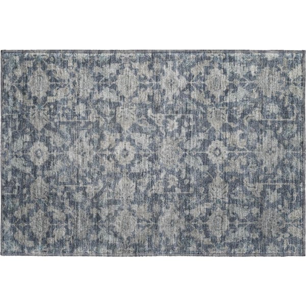 Mayfield Premium Machine Washable Abstract AMF2358 Denim 2 ft. x 3 ft. Accent Rug
