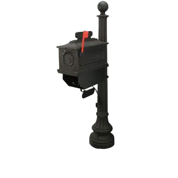 Postal Products Unlimited 1812 Beaumont 65 in. Plastic Black Mailbox and Post