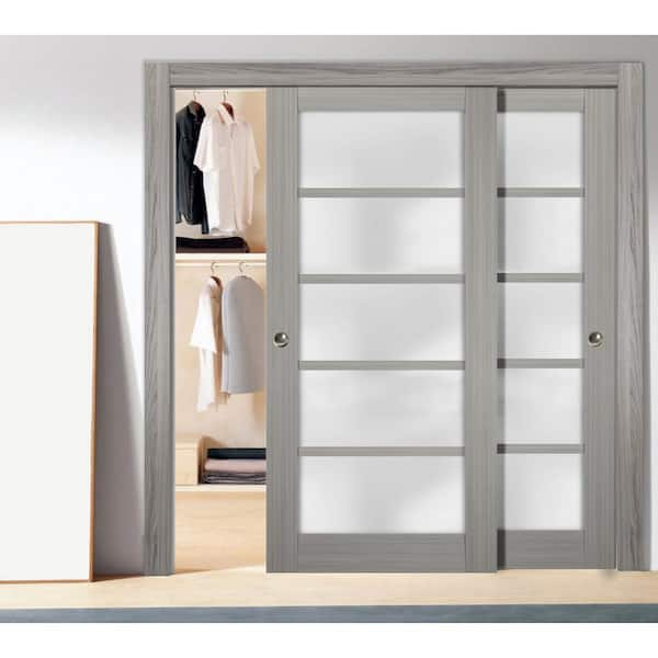 SARTODOORS Closet Sliding Doors 60 x 96, Gray