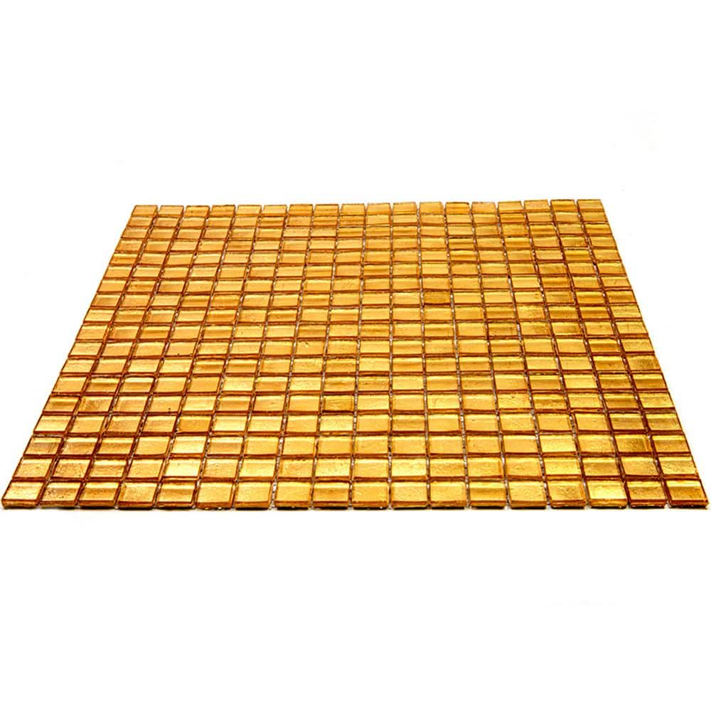 Gold Yellow Iridescent Glass Mosaic Wall and Floor Tile