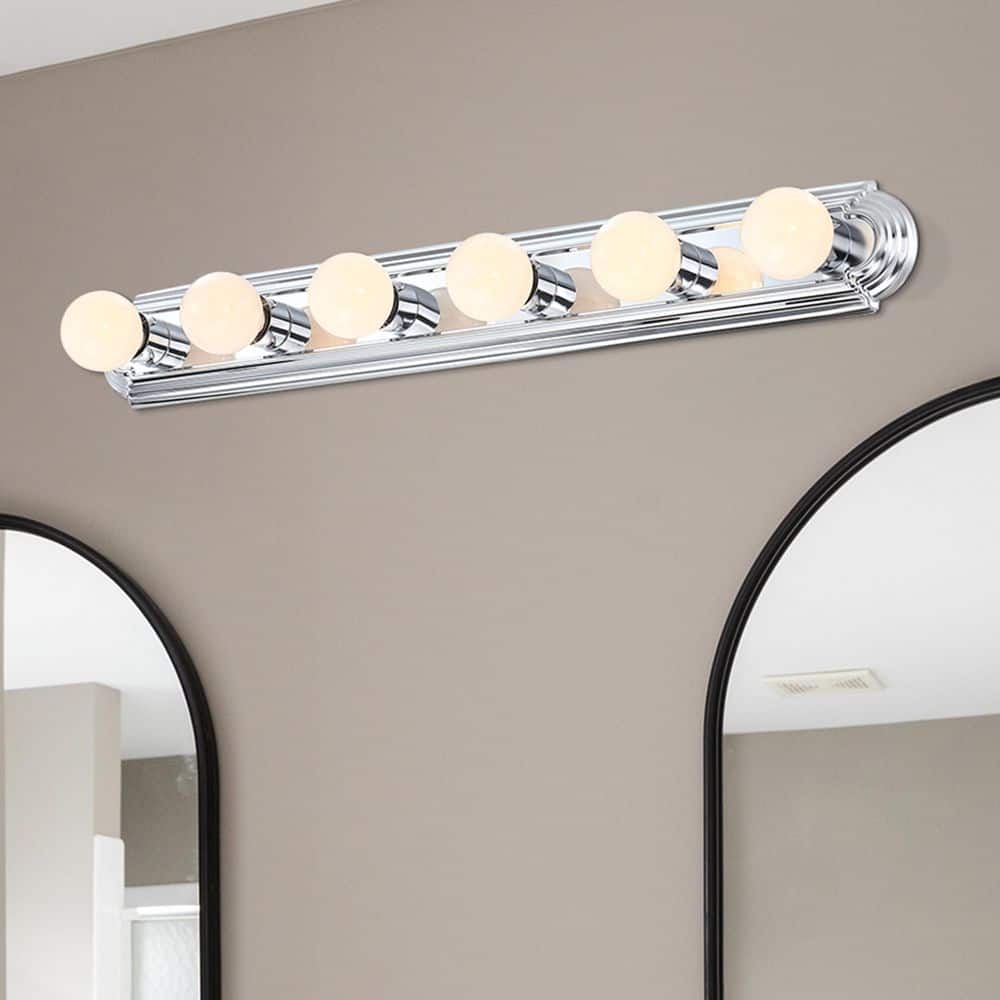 Raceway 36 in. 6-Light Chrome Vanity Light for Bathrooms price history on PriceWatchPro