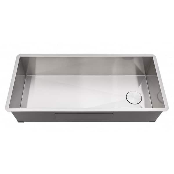 Kingsman 42 in. Undermount Single Bowl Brushed Stainless Steel 16-Gauge Kitchen Sink