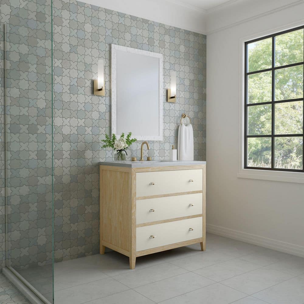 Celeste 35.75 in. W x 23.38 in. D x 34.88 in. H Bath Vanity Cabinet Without Top in Sunwashed Oak price history on PriceWatchPro