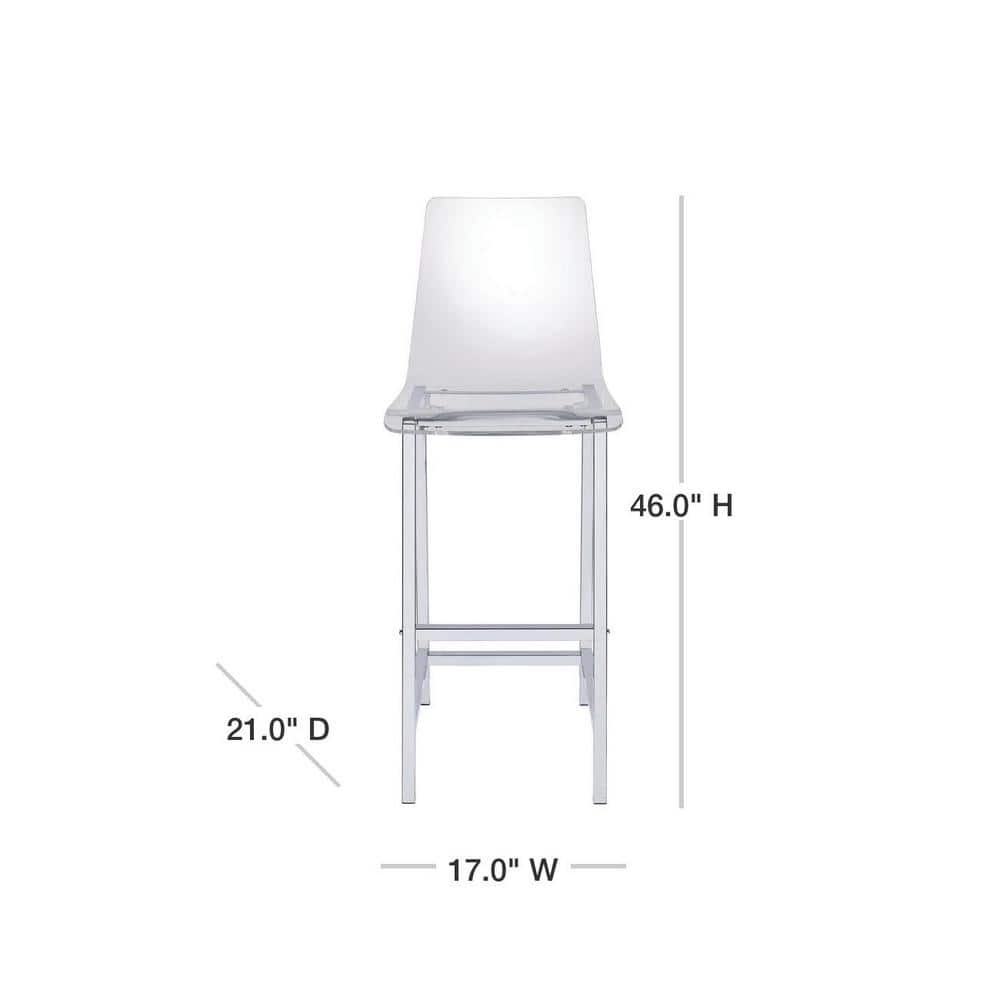 Clear Acrylic and Chrome 30" Modern Bar Stools, Set of 2