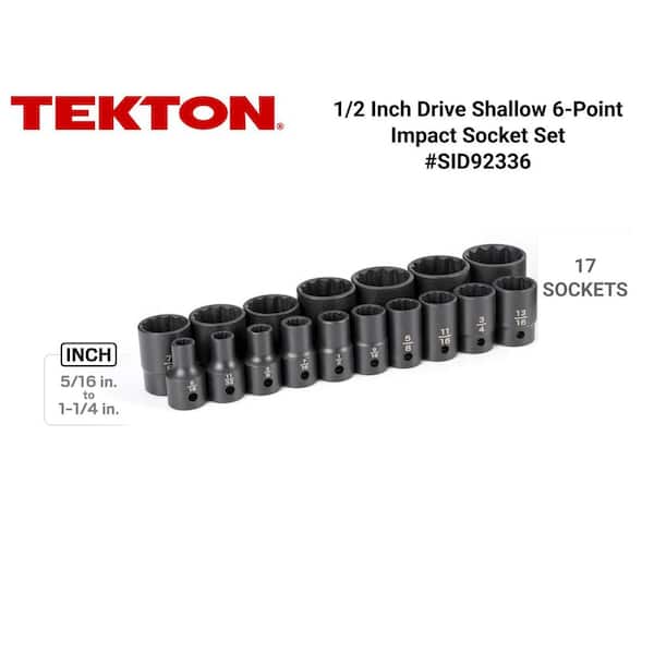 1/2 in. Drive 12-Point Impact Socket Set (17-Piece) (5/16 - 1-1/4 in.)