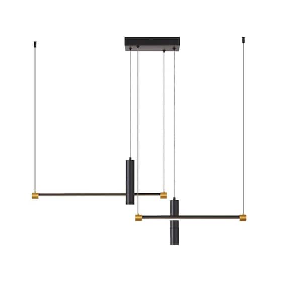 Amucolo 4-Light Dimmable Black Kitchen Island Linear LED Pendant Light, No Bulbs Included