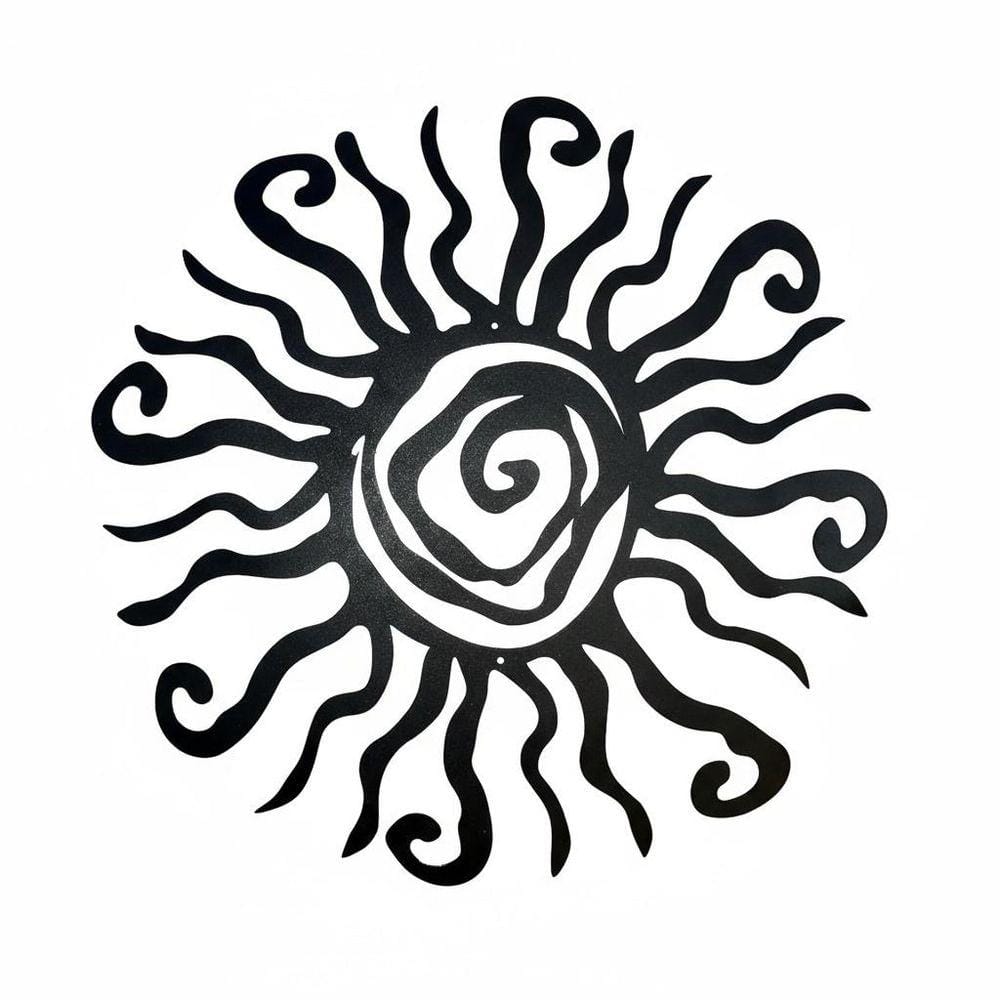 Unbrand Wacky Sun Metal Wall Art (24 in. Black, Rust-Proof