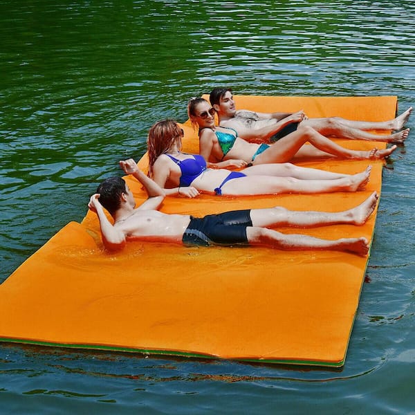 Yellow Water Mat Floating Foam Pad for Lake with Storage Straps