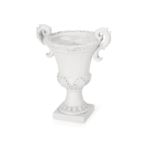 Upsal 11.25 in. W x 19.25 in. H Antique White Lightweight Concrete Garden Urn Planter