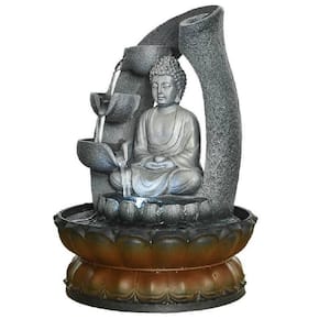 11 in. Indoor Buddha Cascade Fountain Fengshui Tabletop Decorative Waterfall Kit with Submersible Pump