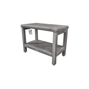 Eleganto 24 in. W x 12 in. D Teak Adjustable Shower Seat in Gray