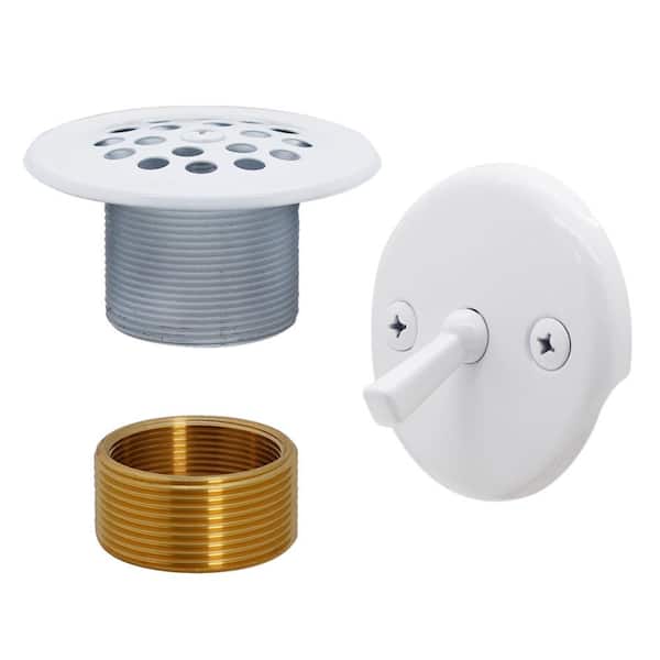 Westbrass 3-1/8 in. Trip Lever Tub Trim Set with 2-Hole Overflow Faceplate and Adapter in Powder Coat White