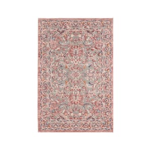 Red and Cream 3 ft. x 5 ft. Medallion Turkish Chenille Area Rug