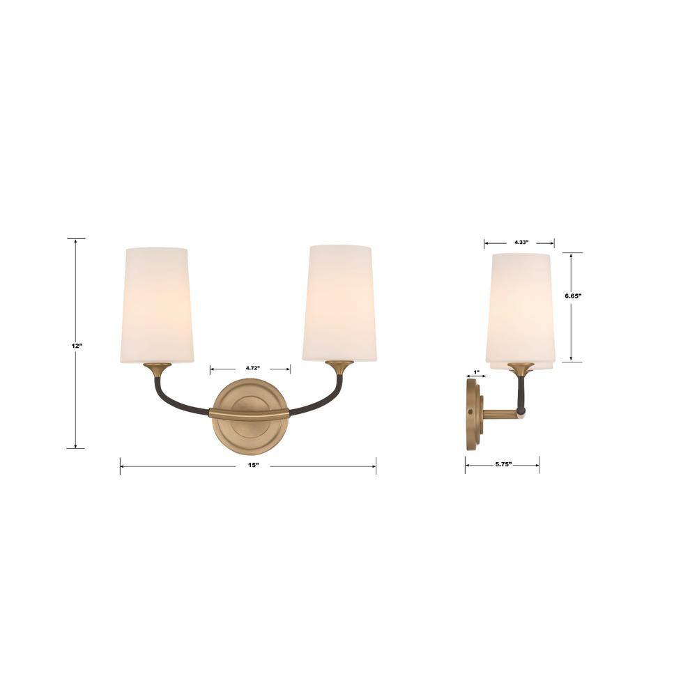 Niles Black and Gold 2-Light Sconce with White Glass Shades